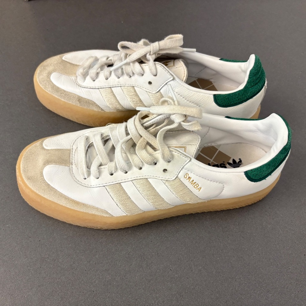 Adidas Originals Sambae Leather Womens 8.5 Sneakers 'Off White Green' IF7162 - Picture 7 of 13